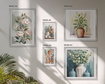 Conjunto de 5 quadros com moldura Decorações de cozinha com plantas estilosas