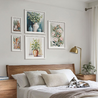 Conjunto de 5 quadros com moldura Decorações de cozinha com plantas estilosas