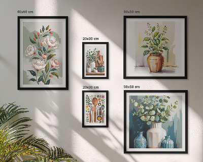 Conjunto de 5 quadros com moldura Decorações de cozinha com plantas estilosas