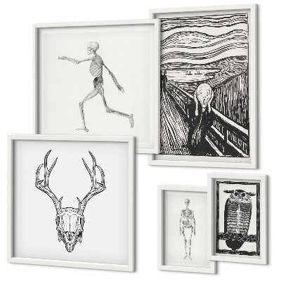 Conjunto de 5 quadros decorativos Arte surrealista, natureza, homem