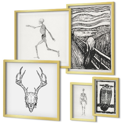 Conjunto de 5 quadros decorativos Arte surrealista, natureza, homem