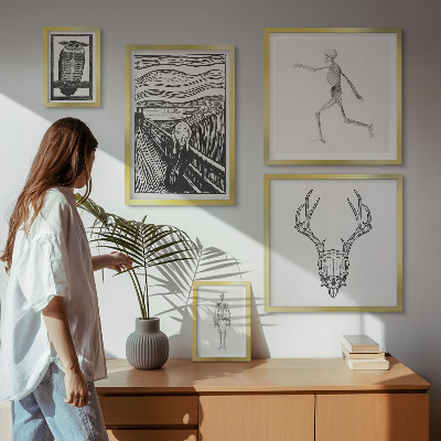 Conjunto de 5 quadros decorativos Arte surrealista, natureza, homem