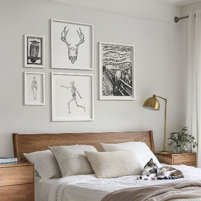 Conjunto de 5 quadros decorativos Arte surrealista, natureza, homem