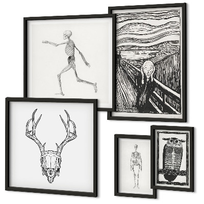 Conjunto de 5 quadros decorativos Arte surrealista, natureza, homem