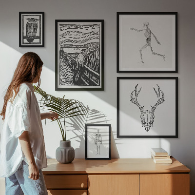 Conjunto de 5 quadros decorativos Arte surrealista, natureza, homem