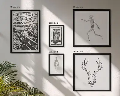 Conjunto de 5 quadros decorativos com arte surrealista de natureza e homem