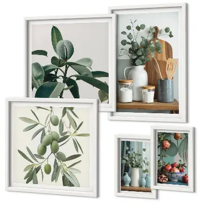 Galeria de parede de plantas naturais escandinavas conjunto de plantas naturais em estilo escandinavo