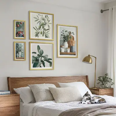 Galeria de parede de plantas naturais escandinavas conjunto de plantas naturais em estilo escandinavo