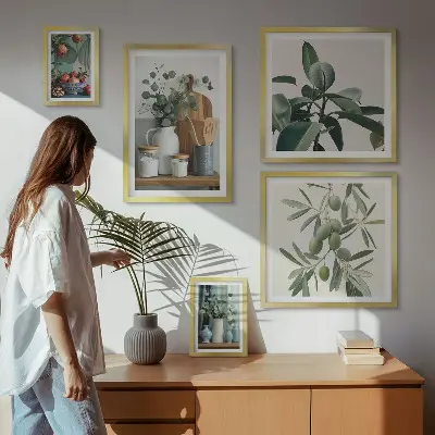 Galeria de parede de plantas naturais escandinavas conjunto de plantas naturais em estilo escandinavo