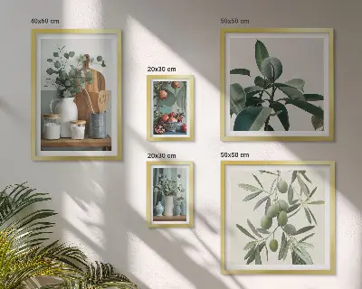 Galeria de parede de plantas naturais escandinavas conjunto de plantas naturais em estilo escandinavo