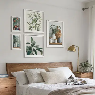 Galeria de parede de plantas naturais escandinavas conjunto de plantas naturais em estilo escandinavo