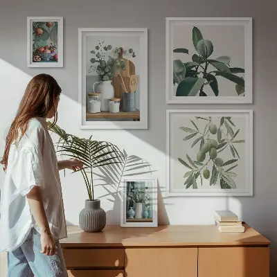 Galeria de parede de plantas naturais escandinavas conjunto de plantas naturais em estilo escandinavo