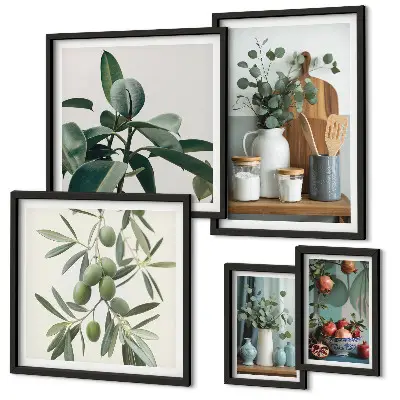 Galeria de parede de plantas naturais escandinavas conjunto de plantas naturais em estilo escandinavo