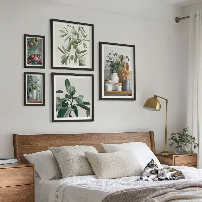 Galeria de parede de plantas naturais escandinavas conjunto de plantas naturais em estilo escandinavo