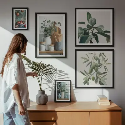 Galeria de parede de plantas naturais escandinavas conjunto de plantas naturais em estilo escandinavo