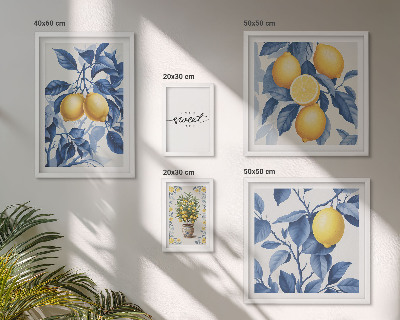 Conjunto de 5 quadros com moldura Detalhes rústicos em limão