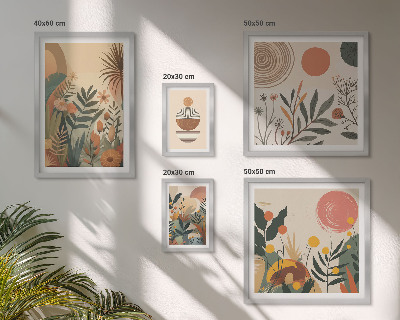 Conjunto de 5 quadros decorativos Motivos abstratos de plantas boho