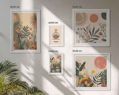 Conjunto de 5 quadros decorativos Motivos abstratos de plantas boho