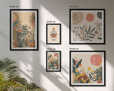 Conjunto de 5 quadros decorativos Motivos abstratos de plantas boho