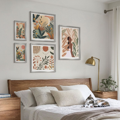 Galeria de parede Estilo boho com figura de planta