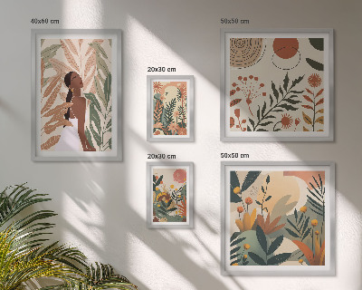 Galeria de parede Estilo boho com figura de planta