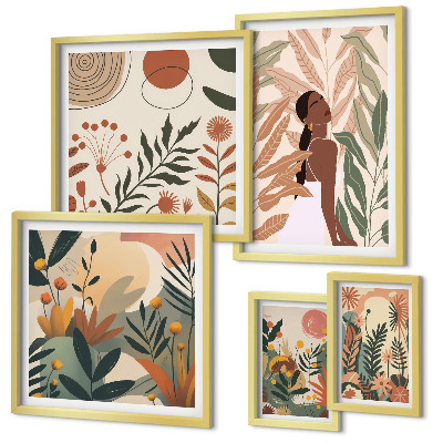 Galeria de parede Estilo boho com figura de planta