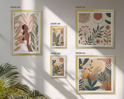 Galeria de parede Estilo boho com figura de planta