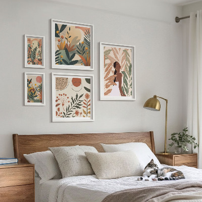 Galeria de parede Estilo boho com figura de planta