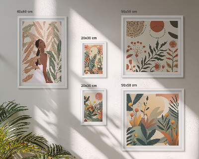 Galeria de parede Estilo boho com figura de planta