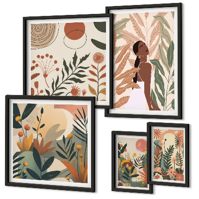 Galeria de parede Estilo boho com figura de planta