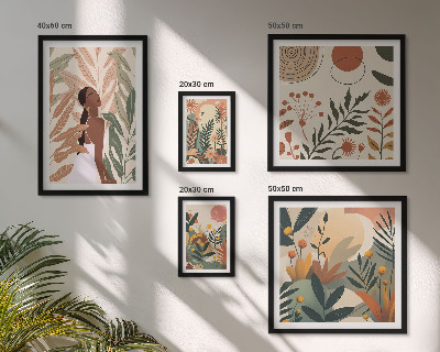 Galeria de parede Estilo boho com figura de planta