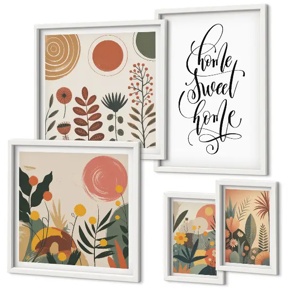 Galeria de quadros para parede com decoração sofisticada de plantas