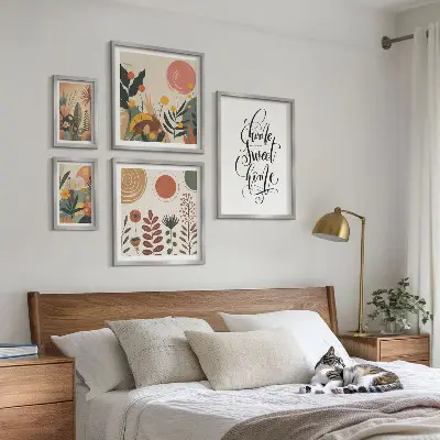 Galeria de quadros para parede com decoração sofisticada de plantas