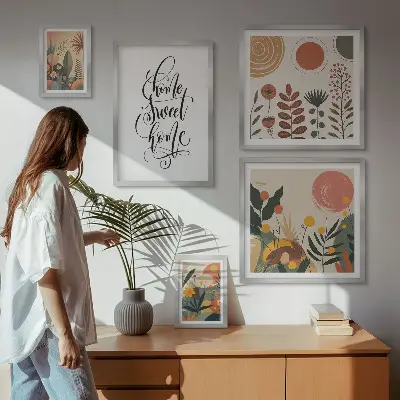 Galeria de quadros para parede com decoração sofisticada de plantas