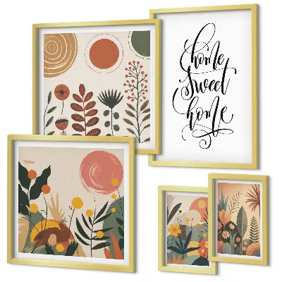 Galeria de quadros para parede com decoração sofisticada de plantas