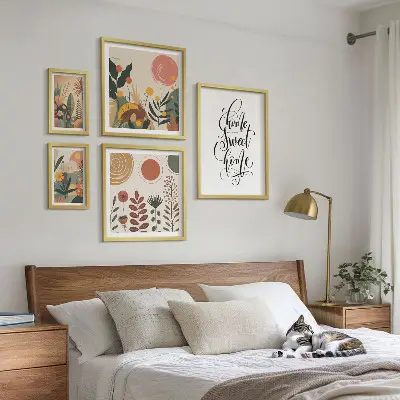 Galeria de quadros para parede com decoração sofisticada de plantas