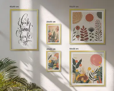Galeria de quadros para parede com decoração sofisticada de plantas
