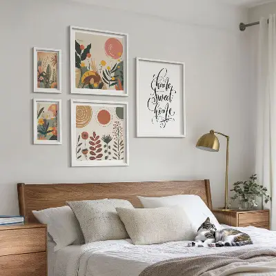 Galeria de quadros para parede com decoração sofisticada de plantas