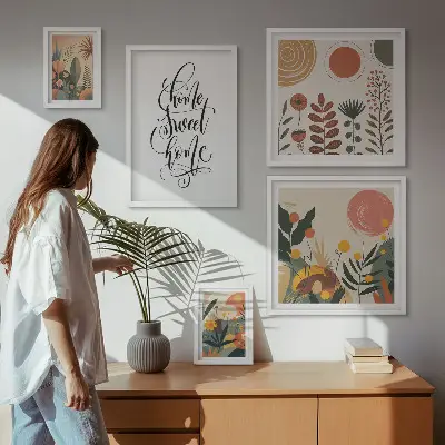 Galeria de quadros para parede com decoração sofisticada de plantas
