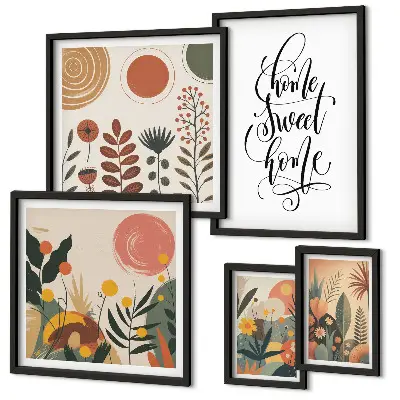 Galeria de quadros para parede com decoração sofisticada de plantas