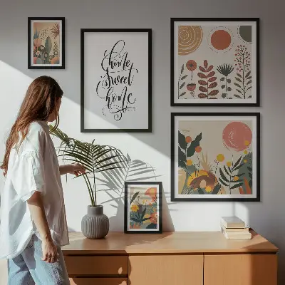 Galeria de quadros para parede com decoração sofisticada de plantas