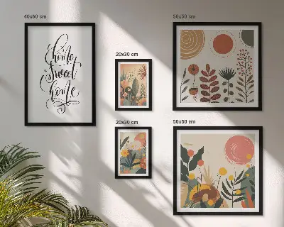 Galeria de quadros para parede com decoração sofisticada de plantas