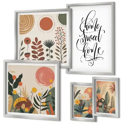 Galeria de quadros para parede com decoração sofisticada de plantas