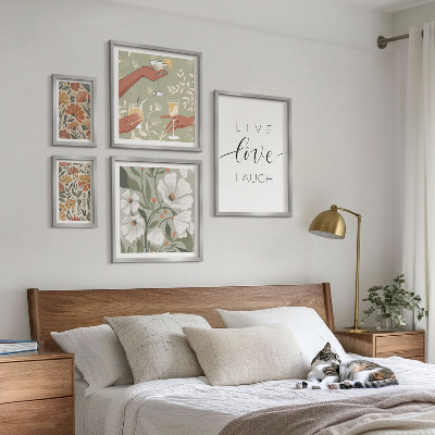 Conjunto de 5 quadros com moldura Slogans com gráficos florais estilosos