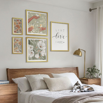 Conjunto de 5 quadros com moldura Slogans com gráficos florais estilosos