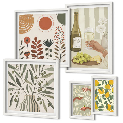 Conjunto de 5 quadros decorativos Decorações de vinho elegantes