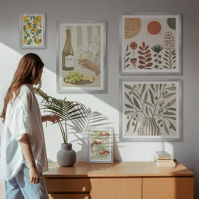Conjunto de 5 quadros decorativos Decorações de vinho elegantes