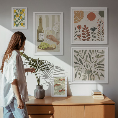 Conjunto de 5 quadros decorativos Decorações de vinho elegantes