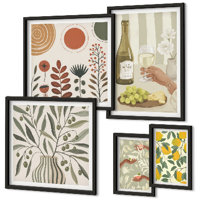 Conjunto de 5 quadros decorativos Decorações de vinho elegantes