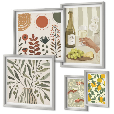 Conjunto de 5 quadros decorativos Decorações de vinho elegantes
